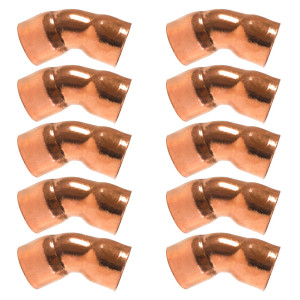 Appli Parts AP-C01245B10 1/2 45 Degree Elbow Short Turn Copper pipe fittings CxC Sweat connections for refrigeration, air conditioning and plumbing applications ACR and Type L copper pipe (10 x Bag) Appli Parts AP-C01245B10 1/2 45 Degree Elbow Short Turn Copper pipe fittings CxC Sweat connections for refrigeration, air conditioning and plumbing applications ACR and Type L copper pipe (10 x Bag)