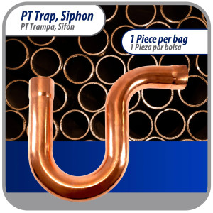 Appli Parts AP-PT138 1-3/8 in Wrot Copper Suction P-Trap ODF CxC connections for refrigeration, air conditioning and plumbing applications ACR and Type L copper pipe Appli Parts AP-PT138 1-3/8 in Wrot Copper Suction P-Trap ODF CxC connections for refrigeration, air conditioning and plumbing applications ACR and Type L copper pipe