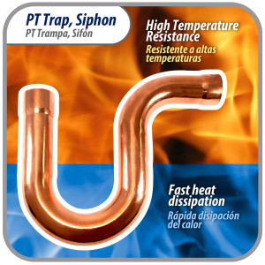 Appli Parts AP-PT138 1-3/8 in Wrot Copper Suction P-Trap ODF CxC connections for refrigeration, air conditioning and plumbing applications ACR and Type L copper pipe Appli Parts AP-PT138 1-3/8 in Wrot Copper Suction P-Trap ODF CxC connections for refrigeration, air conditioning and plumbing applications ACR and Type L copper pipe