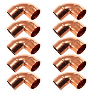 Appli Parts AP-C058B10 5/8 90 Degree Elbow Short Turn Copper pipe fittings CxC Sweat connections for refrigeration, air conditioning and plumbing applications ACR and Type L copper pipe (10 x Bag)