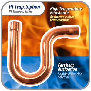 Appli Parts AP-PT078 7/8 in Wrot Copper Suction P-Trap ODF CxC connections for refrigeration, air conditioning and plumbing applications ACR and Type L copper pipe Appli Parts AP-PT078 7/8 in Wrot Copper Suction P-Trap ODF CxC connections for refrigeration, air conditioning and plumbing applications ACR and Type L copper pipe