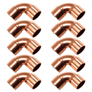 Appli Parts AP-C038B10 3/8 90 Degree Elbow Short Turn Copper pipe fittings CxC Sweat connections for refrigeration, air conditioning and plumbing applications ACR and Type L copper pipe (10 x Bag)