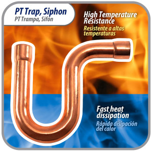 Appli Parts AP-PT058 5/8 in Wrot Copper Suction P-Trap ODF CxC connections for refrigeration, air conditioning and plumbing applications ACR and Type L copper pipe Appli Parts AP-PT058 5/8 in Wrot Copper Suction P-Trap ODF CxC connections for refrigeration, air conditioning and plumbing applications ACR and Type L copper pipe