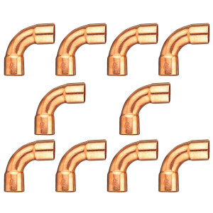 Appli Parts AP-C078LB10 7/8 90 Degree Elbow Long Turn Copper pipe fittings CxC Sweat connections for refrigeration, air conditioning and plumbing applications ACR and Type L copper pipe (10 x Bag)