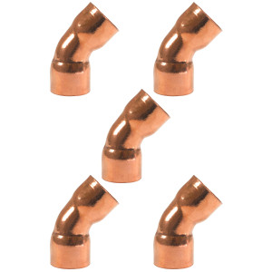 Appli Parts AP-C11845B5 1-1/8 45 Degree Elbow Short Turn Copper pipe fittings CxC Sweat connections for refrigeration, air conditioning and plumbing applications ACR and Type L copper pipe (5 x Bag) Appli Parts AP-C11845B5 1-1/8 45 Degree Elbow Short Turn Copper pipe fittings CxC Sweat connections for refrigeration, air conditioning and plumbing applications ACR and Type L copper pipe (5 x Bag)