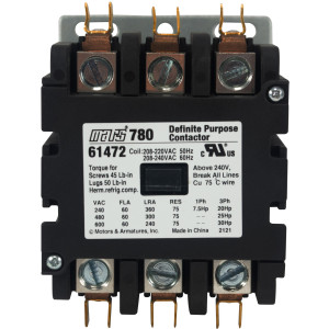 Mars 61472 Contactor 60A 3 Poles 208-240V Box Lug Term