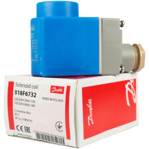 Danfoss 018F6732 Solenoid Coil 220-230 V, 60 Hz, 14 W, 50 Hz, 17 W, IP67, BE230CS, Terminal Box, works for for VDH and VDHT valves, Identical 018F8732, 018F7919