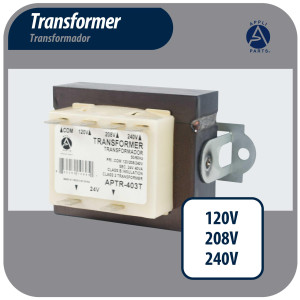 Appli Parts APTR-403T Transformer 120, 208, 240 V to 24 V, 40 Va Foot Mount 1/4 Male Quick Connects, Class B Insulation, Class 2 Transformer