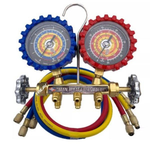 Uniweld QS8N5SM290600-5 2-V Brass Manifold With 5ft SMB Ez-Turn AB Hoses for R290 and R600 Uniweld QS8N5SM290600-5 2-V Brass Manifold With 5ft SMB Ez-Turn AB Hoses for R290 and R600