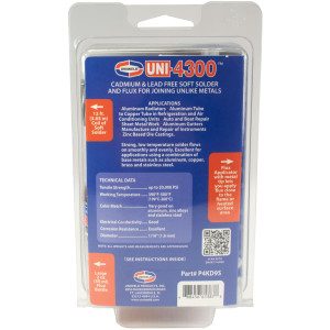 Uniweld UNI-4300 P4KD9S Aluminium Welding Kit includes 10ft Aluminum Solder, 2oz Flux Bottle and Metal Tip Flux Applicator Uniweld UNI-4300 P4KD9S Aluminium Welding Kit includes 10ft Aluminum Solder, 2oz Flux Bottle and Metal Tip Flux Applicator