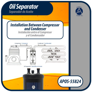 Appli Parts APOS-55824 1/2 in ODF Oil Separator, Compatible with CFC, HCFC, HFC, R22, R407C, R502, R134a, R404A, R507A, Working temperature 14 F to 266 F