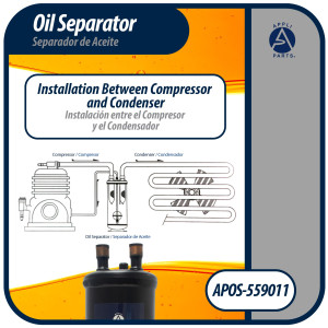 Appli Parts APOS-559011 1-3/8 in ODF Oil Separator, Compatible with CFC, HCFC, HFC, R22, R407C, R502, R134a, R404A, R507A, Working temperature 14 F to 266 F