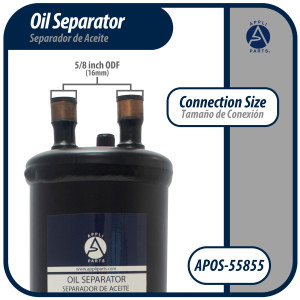 Appli Parts APOS-55855 5/8 in ODF Oil Separator, Compatible with CFC, HCFC, HFC, R22, R407C, R502, R134a, R404A, R507A, Working temperature 14 F to 266 F