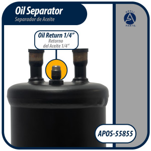Appli Parts APOS-55855 5/8 in ODF Oil Separator, Compatible with CFC, HCFC, HFC, R22, R407C, R502, R134a, R404A, R507A, Working temperature 14 F to 266 F