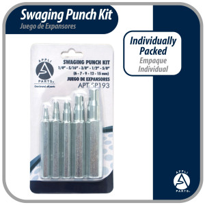 Appli Parts APT-SP193 Swaging Punch Kit for 1/4, 5/16, 3/8, 1/2, 5/8 in Diameter Copper Tube and other soft metals Expanding Tool Appli Parts APT-SP193 Swaging Punch Kit for 1/4, 5/16, 3/8, 1/2, 5/8 in Diameter Copper Tube and other soft metals Expanding Tool