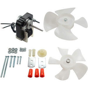 Appli Parts APFM-670 1/130 Hp Fan Motor, 110 V, 50/60 Hz, 3000 rpm, Reversible rotation, Universal Fan Motor Kit, Shaft 3/16 in by 1-1/4 in long includes 2 Fan Blades 4 and 5.5 in, UL, NUV-670, SM670