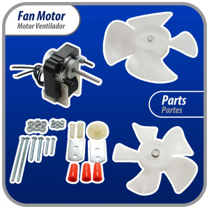 Appli Parts APFM-670 1/130 Hp Fan Motor, 110 V, 50/60 Hz, 3000 rpm, Reversible rotation, Universal Fan Motor Kit, Shaft 3/16 in by 1-1/4 in long includes 2 Fan Blades 4 and 5.5 in, UL, NUV-670, SM670