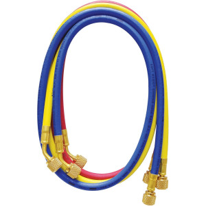 Uniweld HC6SMB 72 in Manifold Hoses, Red, Yellow and Blue, 1/4 in Standard Connection for use in refrigeration and air conditioning CFC,HCFC,HFC, Soft Magic Barrier Uniweld HC6SMB 72 in Manifold Hoses, Red, Yellow and Blue, 1/4 in Standard Connection for use in refrigeration and air conditioning CFC,HCFC,HFC, Soft Magic Barrier
