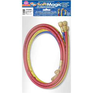 Uniweld HC6SMB 72 in Manifold Hoses, Red, Yellow and Blue, 1/4 in Standard Connection for use in refrigeration and air conditioning CFC,HCFC,HFC, Soft Magic Barrier Uniweld HC6SMB 72 in Manifold Hoses, Red, Yellow and Blue, 1/4 in Standard Connection for use in refrigeration and air conditioning CFC,HCFC,HFC, Soft Magic Barrier
