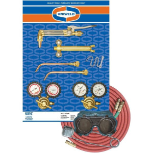 Uniweld KLC100 Professional Welding Kit CENTURION Outfit Oxy Acetylene with Welding 71 and Type17-0 and Type 17-2 Cutting CA100 and CT100-0 Oxygen Regulator RO100 Acetylene Regulator RMC100