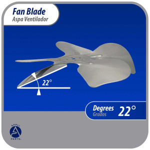 Appli Parts APFB-A12CCW Aluminum Fan Blade 12 in, 300 mm, CCW, 22 degrees, hubless 5 holes, 5 wings
