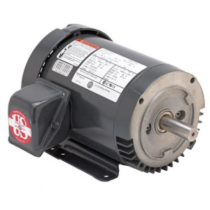 US Motors U1P2DFC 1HP General Purpose Motor, 1800rpm, 3Ph, 190/380/208-230/460V, 56C Frame, TEFC Enclosure, 50/60Hz, 1440-1755rpm Base, Horizontal/Foot Mount, Continuous Duty, Totally Enclosed Fan
