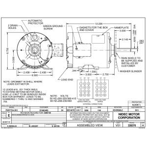 US Motors 3913 3/4 HP 1140 rpm, 208-230/460 V, 60 Hz, 1 shaft, TEAO Enclosure, 1 speed, 6.3 diameter, Reversible Rotation, Frame 56Y, P063TDA3813015B US Motors 3913 3/4 HP 1140 rpm, 208-230/460 V, 60 Hz, 1 shaft, TEAO Enclosure, 1 speed, 6.3 diameter, Reversible Rotation, Frame 56Y, P063TDA3813015B