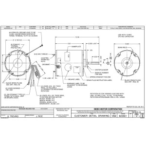 US Motors 1868H Mojave 3/4 Hp 1075 rpm, 6 poles, 1 shaft, TEAO, 1 speed, CCW, Lead End, Reversible, 208-230 V, 60 hz, 1 ph, 10 mfd/370 VAC Run Capacitor K055WEK0627012B, Fits 3731 3735 S81-131